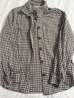 Hollister Cream and Black Plaid Shacket